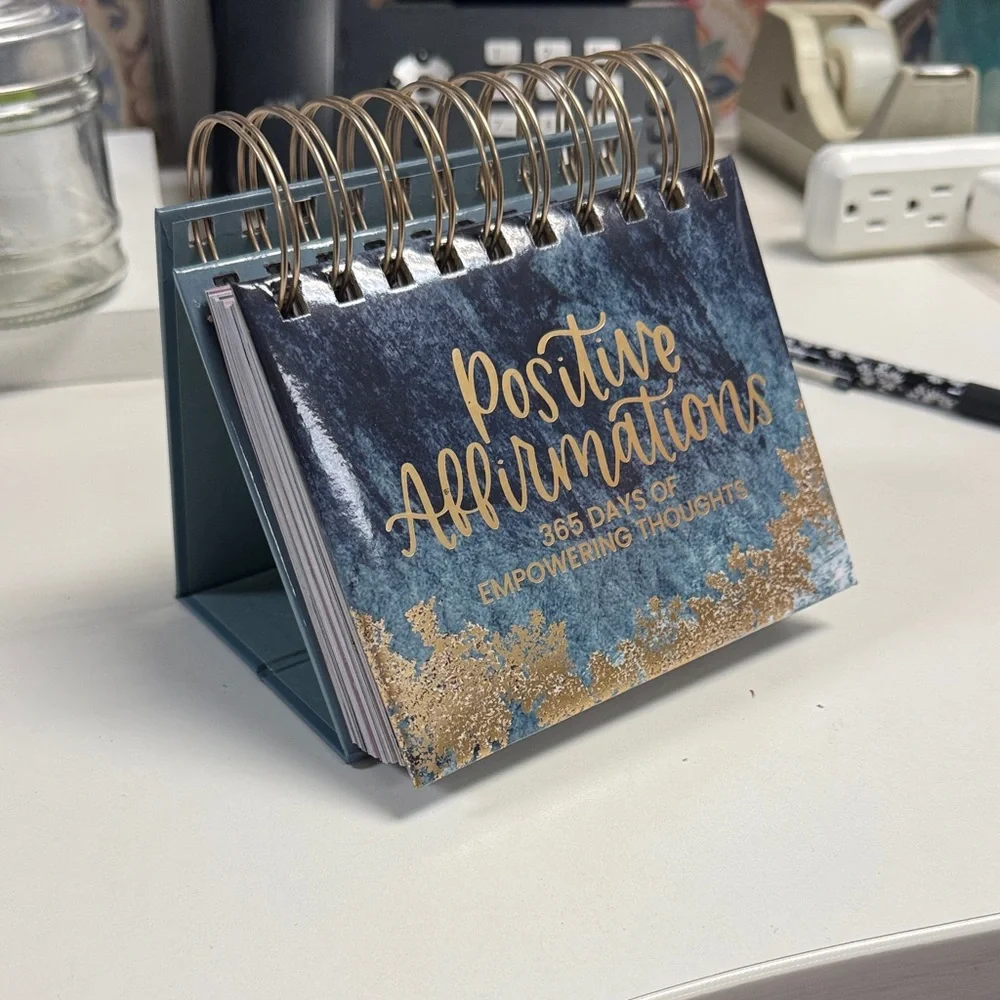 Blue and Gold Positive Affirmations Desk Calendar